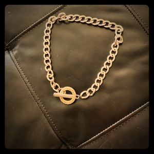 Rose Gold necklace, pink rhinestone